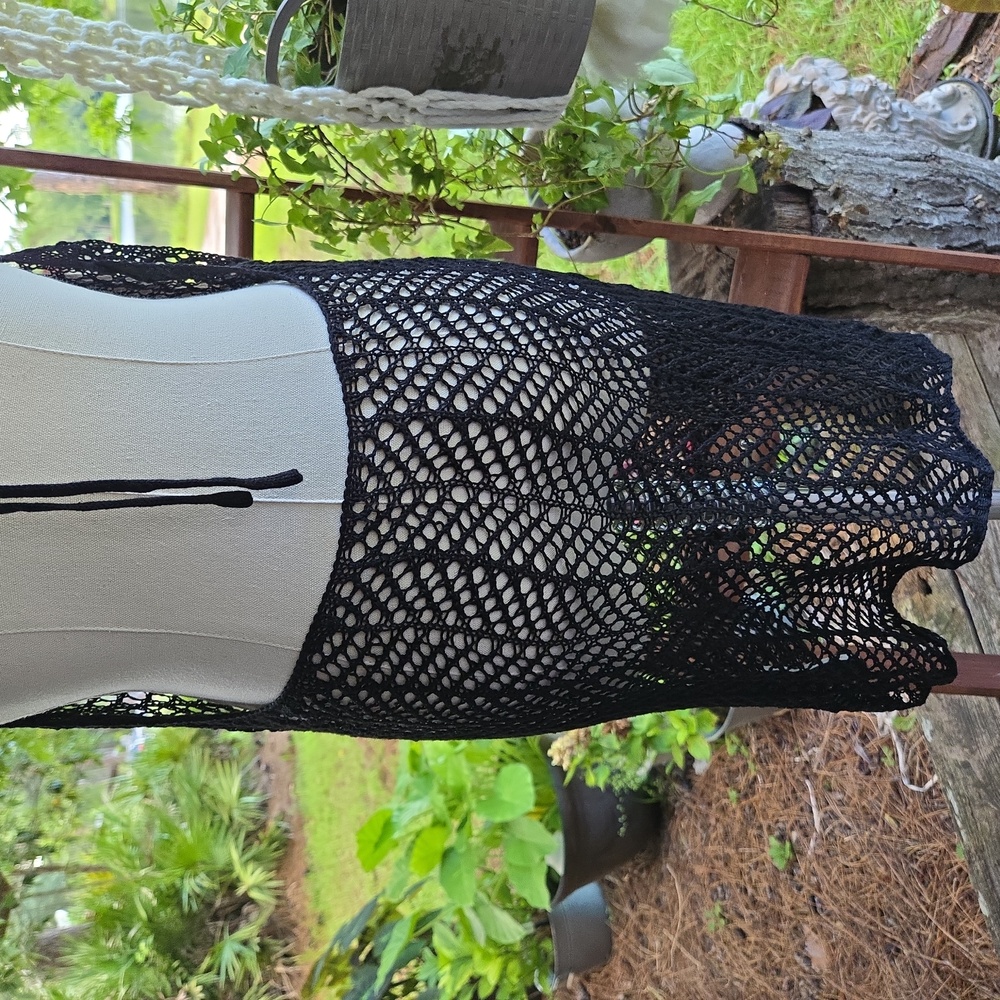 Black Mesh Halter Tie Swim Cover Up Size Large - Picture 8 of 10